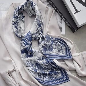 Christian Dior Style Scarf with Floral Motif